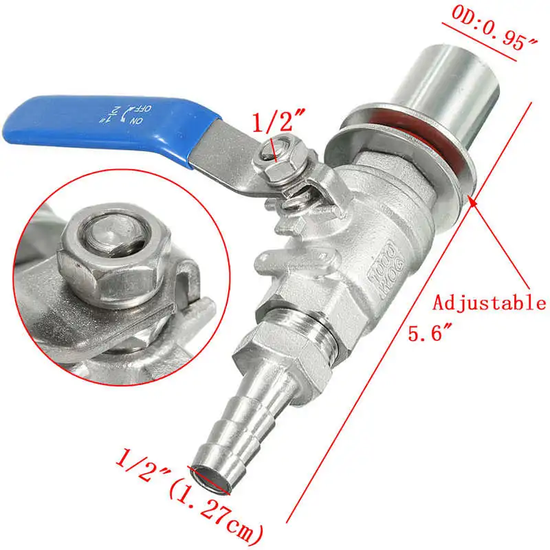 1/" Нержавеющая сталь Безшовный компактный шаровой клапан Барб-домашний пивной чайник горшок