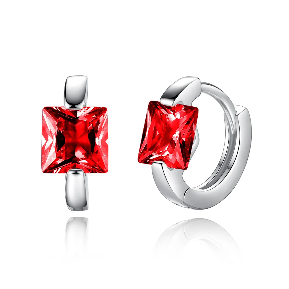 SHUANGR/1 пара сережек-колец серебряного цвета, ювелирные изделия для женщин, свадебные серьги Brinco, модные циркониевые серьги, стиль - Окраска металла: red