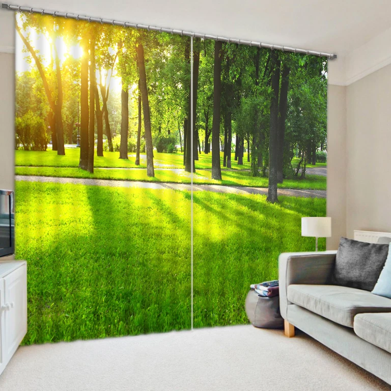 Tree Landscape Curtains Modern 3D Window Curtains For Living Room