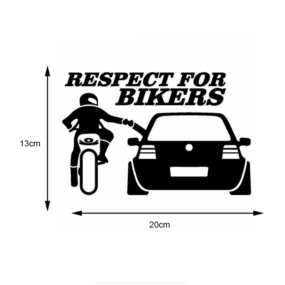 Автомобильные наклейки 3D Respect for Bikers, автомобильные наклейки s 20*13 см и наклейки, забавные наклейки для мотоцикла, наклейки для автомобиля, винил JDM, наклейки s On Car