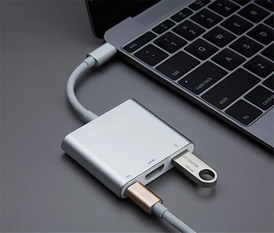 50 шт. 3 в 1 USB хаб Тип C USB 3,1 C PD USB-C 4 K* 2 K 1080 p HDMI USB3.0 USB 3,0 адаптер для Apple Macbook