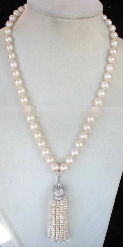 

free shupping 08150 freshwater pearl AA round unique necklace 18