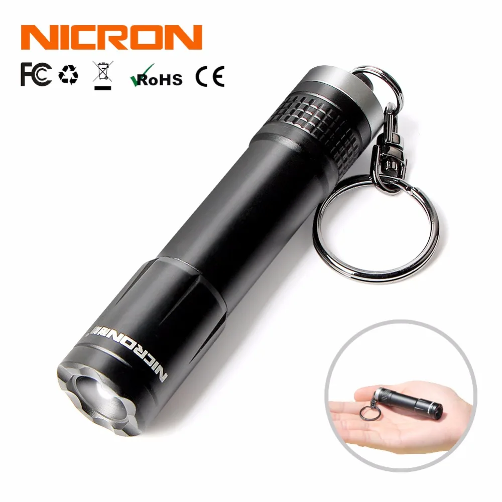 Мини фонарик NICRON с цепочкой для ключей дальность луча 24 м 0 5 Вт 20 лм аккумулятор