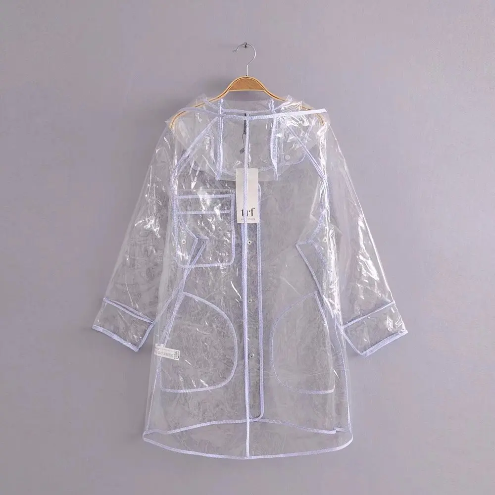 GBYXTY длинное пальто для женщин ПВХ прозрачное негабаритное пальто с капюшоном новая верхняя одежда свободный водонепроницаемый плащ ветровка ZA746