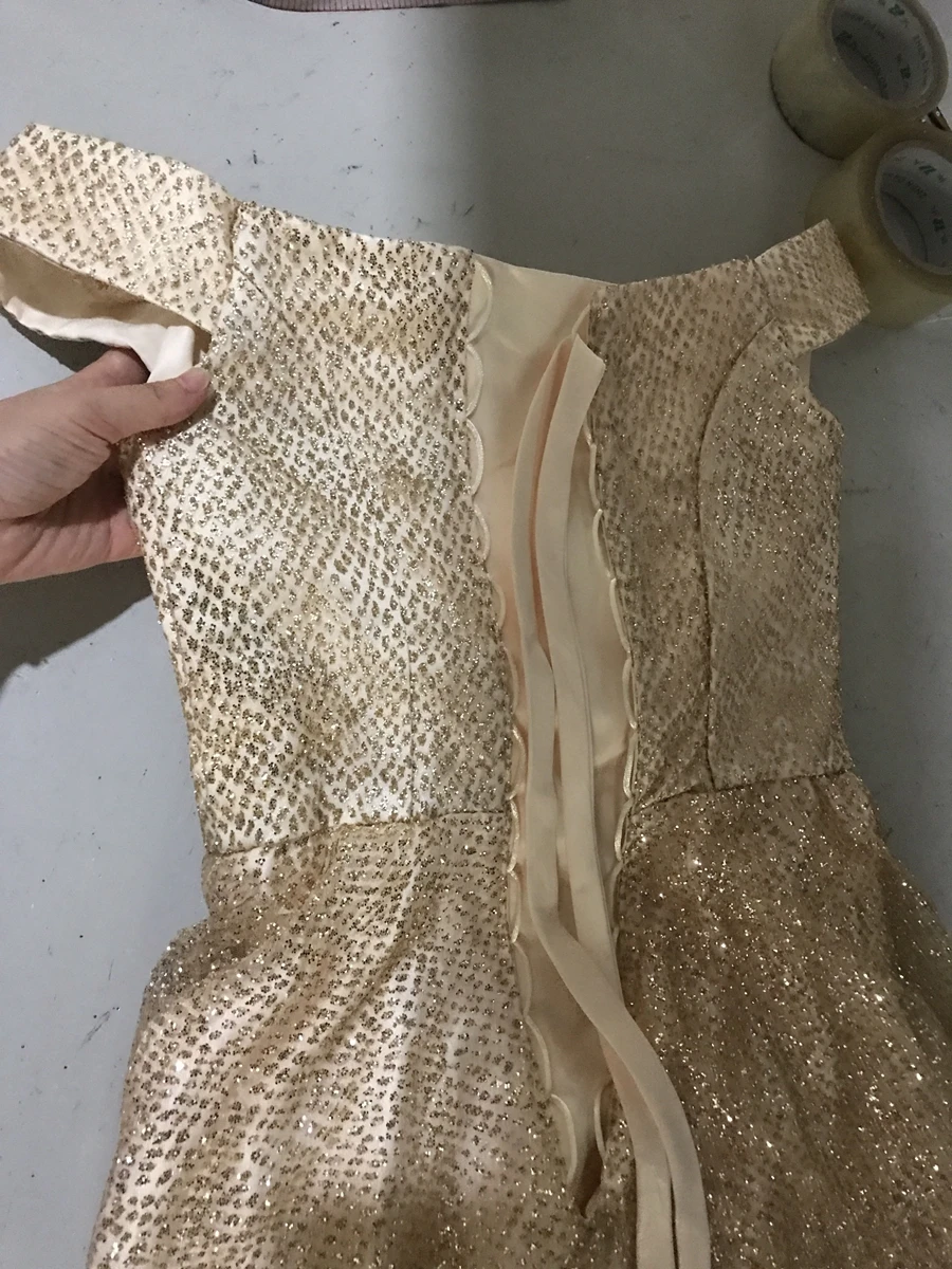 Walk Beside You Gold Evening Dresses Long Off Shoulder Bling Sequined Prom Gown for Women Abito Cerimonia Donna Sera Engagement