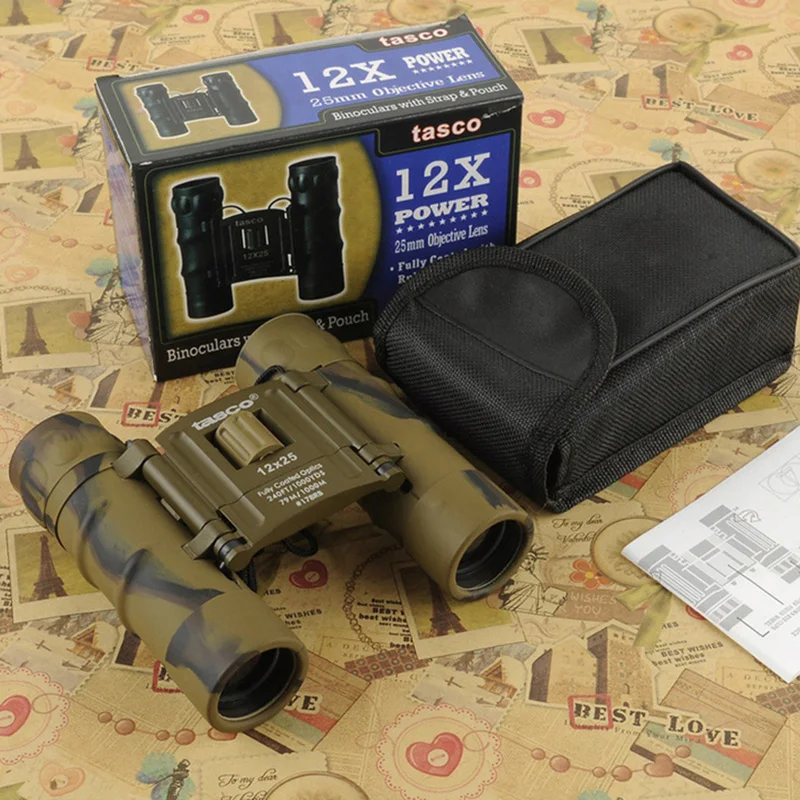  12X25 Camouflage Mini Portable Binoculars Long Range 1000m Folding Low Night Vision Waterproof Tele