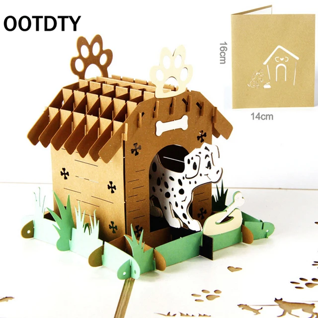ootdty 3d laser cut pop up paper handmade custom greeting cards pop up pet house greeting - Custom Greeting Cards ootdty 3d laser cut pop up paper handmade custom greeting cards pop up pet house greeting - Custom Greeting Cards