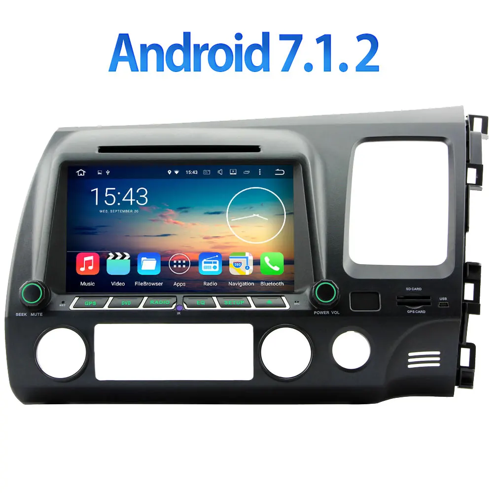 GPS Navi 8 Quad Core 2GB RAM BT Android 7 1 2 Multimedia Car DVD player