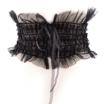 

2019 Summer Lace Up Bandage Zipper Waist Belt For Women Fashion White Black Wide Elastic Mesh Slim Corset Dress Elegant Belts