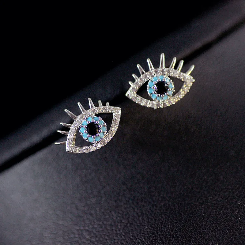 Горячие 925 Серебряные игольчатые серьги кристаллы от Swarovski Белый глаз серьги для женщин вечерние ювелирные изделия