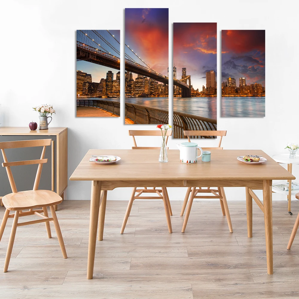 

4 piece Modular pictures new york city picture canvas art print wall pictures on the home decoration for living room no frame