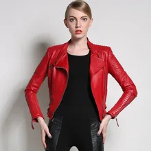 Из натуральной кожи женские мотоботы одежда тонкий дизайн овчины Короткая Верхняя одежда Куртка