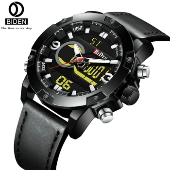 

BIDEN Luxury Brand Men Analog Digital Leather Sports Watches Men's Army Military Watch Man Quartz Clock Relogio Masculino 0108
