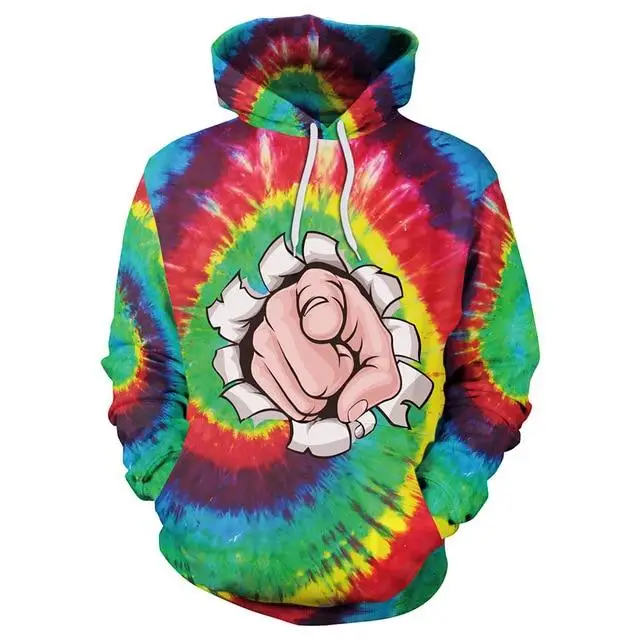 

TIE DYE POINTING FINGER HOODIE 3D Blue Unicorn Print Kids Boys Girls Outerwear Brand Spring Autumn Long Sleeve Sweatshirt