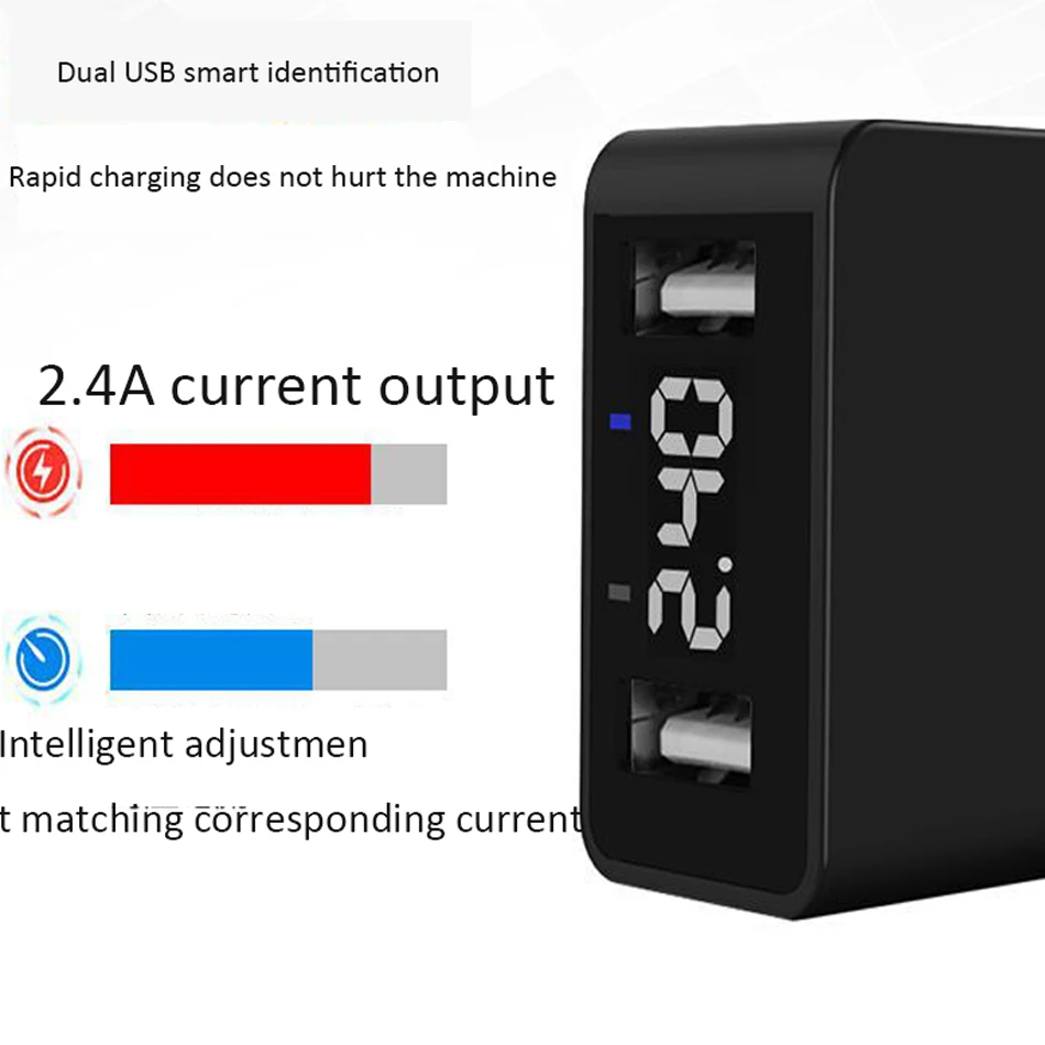 Fiuzd LED Display Universal Mobile Phone Charge for iPhone X 8  6 5 S Fast Phone Charger for Samsung Galaxy s9 s10+ S8 Xiaomi mi666