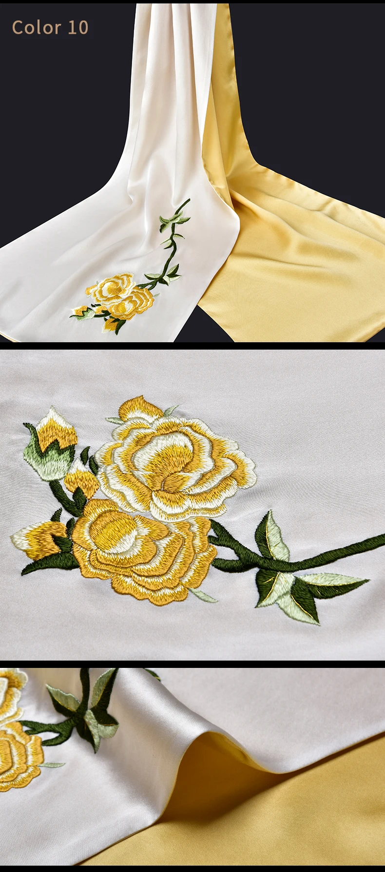 Ханчжоу Pure шелковый шарф Luxury 16 мм шелка ручной работы вышитые шали и палантины для Для женщин натуральный Настоящие шелковые шарфы