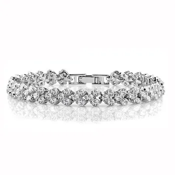 

Sterling Silver Tennis Bracelet Wife Anniversary Zircon Roman Diamond Bracelet Women Jewelry 925 Handchain 18K White Gold Plated