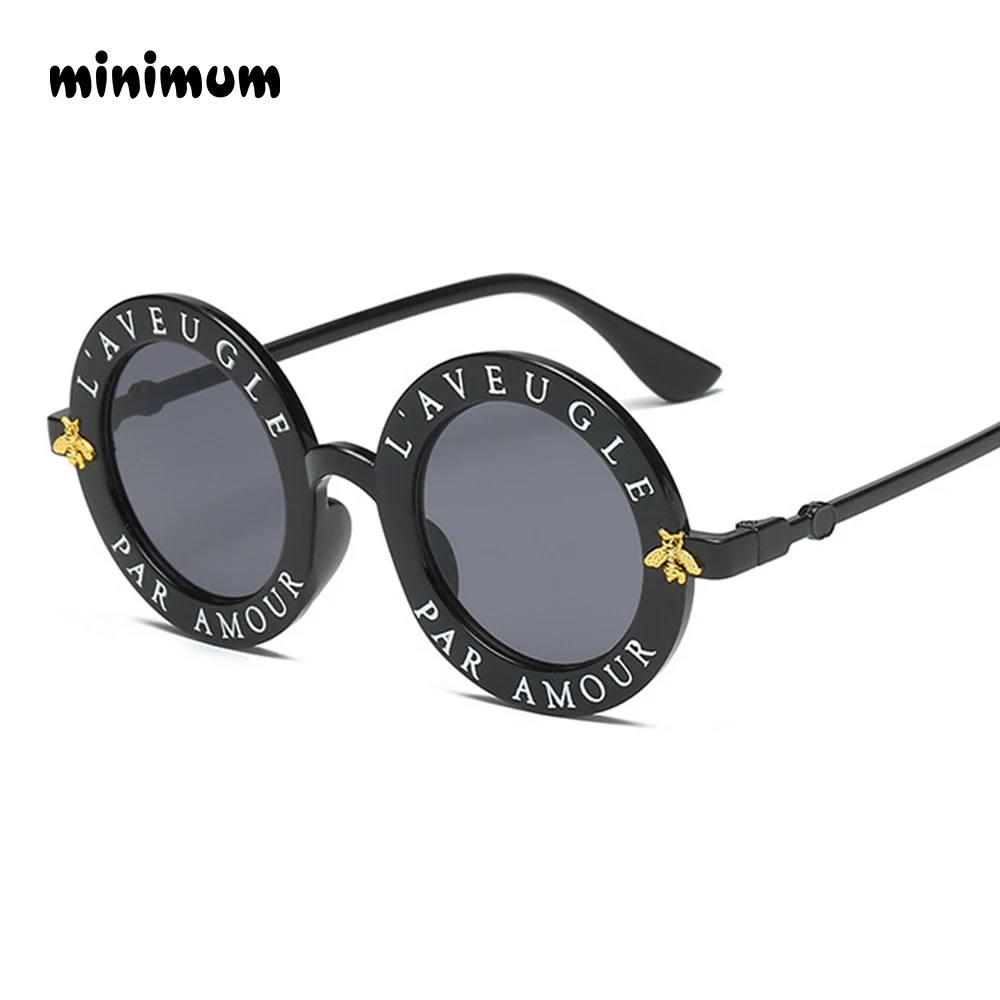 MINIMUM Retro Round Sunglasses English Letters Little Bee Men Women