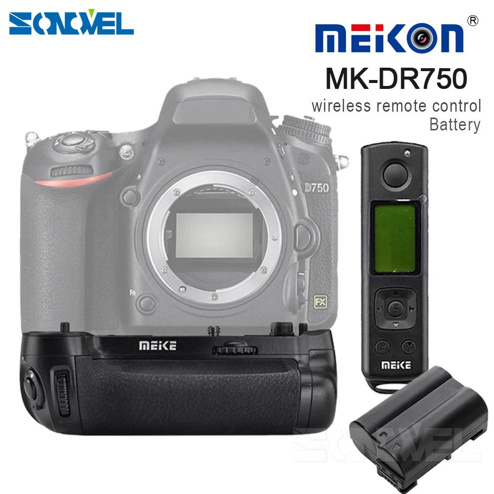 Meike MK-DR750 ручка батареи Встроенный 2,4g беспроводной контроль батарейный блок для Nikon D750 как MB-D16 беспроводной+ EN-EL15 аккумулятор