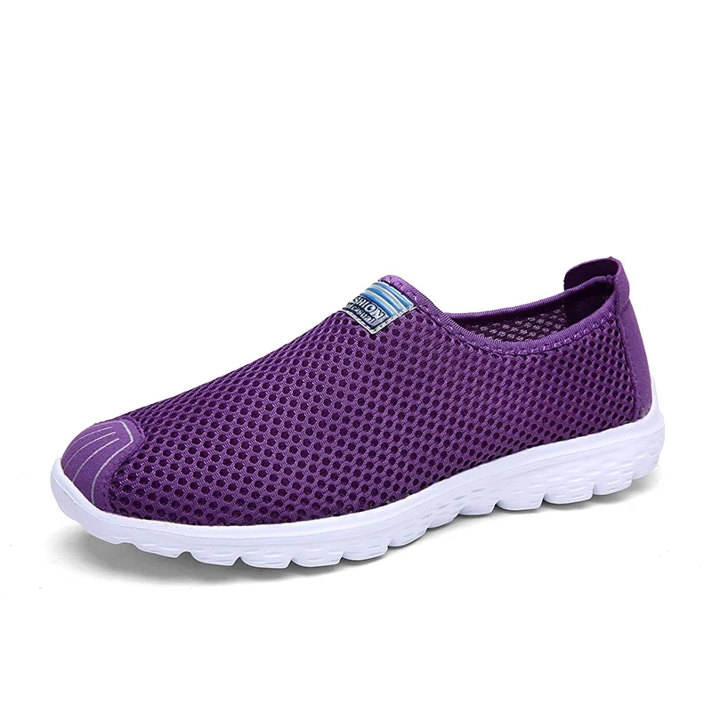 Мужская Летняя обувь унисекс из дышащего сетчатого материала; легкая мужская обувь на плоской подошве; модная повседневная мужская обувь; фирменные дизайнерские мужские лоферы - Цвет: purple