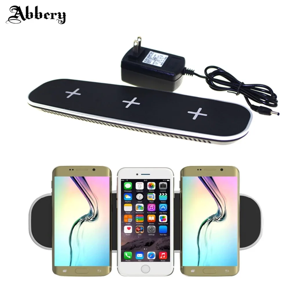 

Abbery QI Wireless Charger for iphoneX 7plus Ultra-thin 12V/3A 3 in 1 QI Wireless Charger Charging Pad with USB Charging Adapter