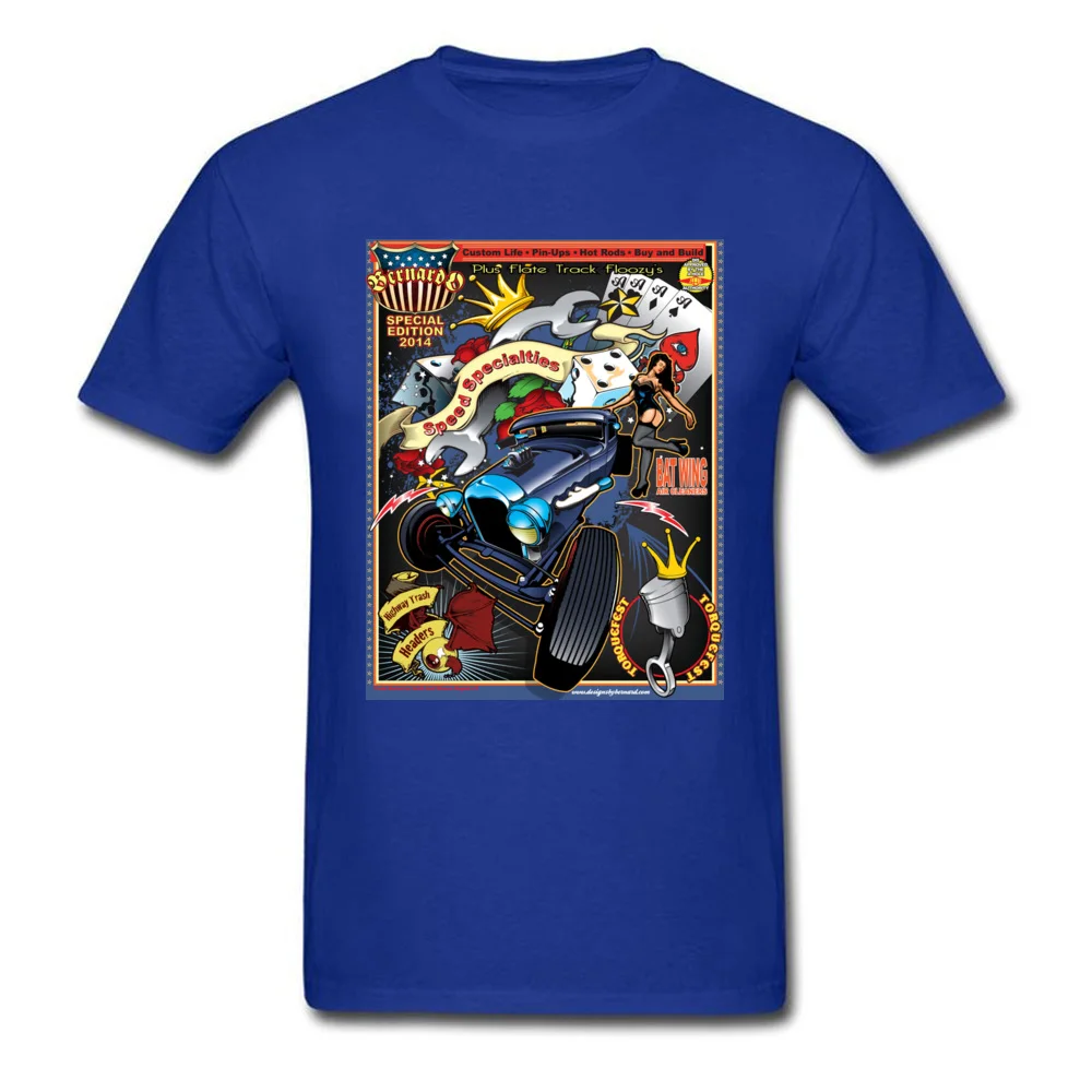 Design Rockabilly HotRod Crewneck T Shirts Summer Autumn Tops Tees Short Sleeve for Men Faddish Cotton Birthday T-Shirt Rockabilly HotRod blue