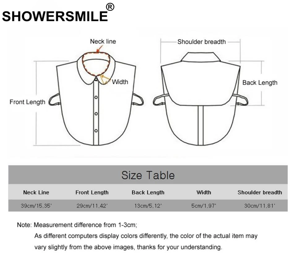 SHOWERSMILE рубашка с фальшивым воротником, хлопковая рубашка для мужчин и женщин, съемный воротник, мужской нагрудный фальшивый воротник, синяя одежда, аксессуары