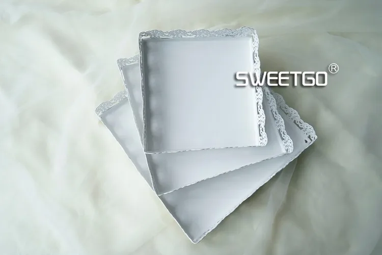 SWEETGO квадратный торт лоток 6/8/10 дюймов белый железный металлический торт инструменты высокого качества украшение для свадебного стола decoator формы для выпечки Кухня оформления столовых и баров