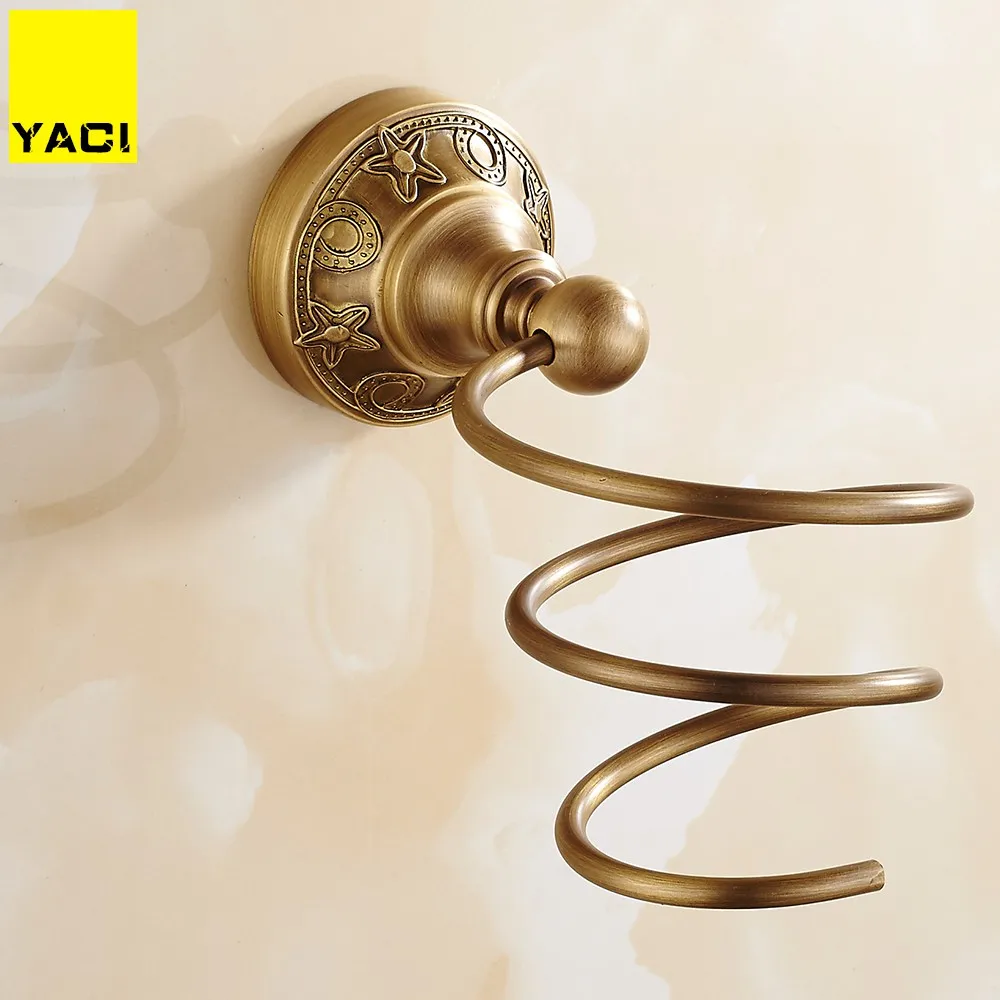 

YACI Antique Brushed Copper Hair Rack Novelty Flower shape Households Rack Hair Blow Dryer Holder Wall Hang