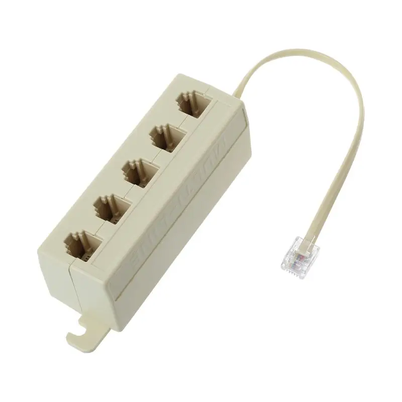 

RJ11 Jack 5 Way Outlet Telephone Phone Modular Line Splitter Plug Adapter 6P4C