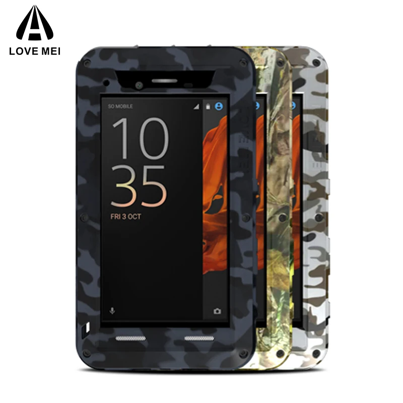 

LOVE MEI Camouflage Aluminum Metal Case For Sony Xperia XZ Cover Armor Shockproof Life Waterproof Case For Sony Xperia XZ Coque