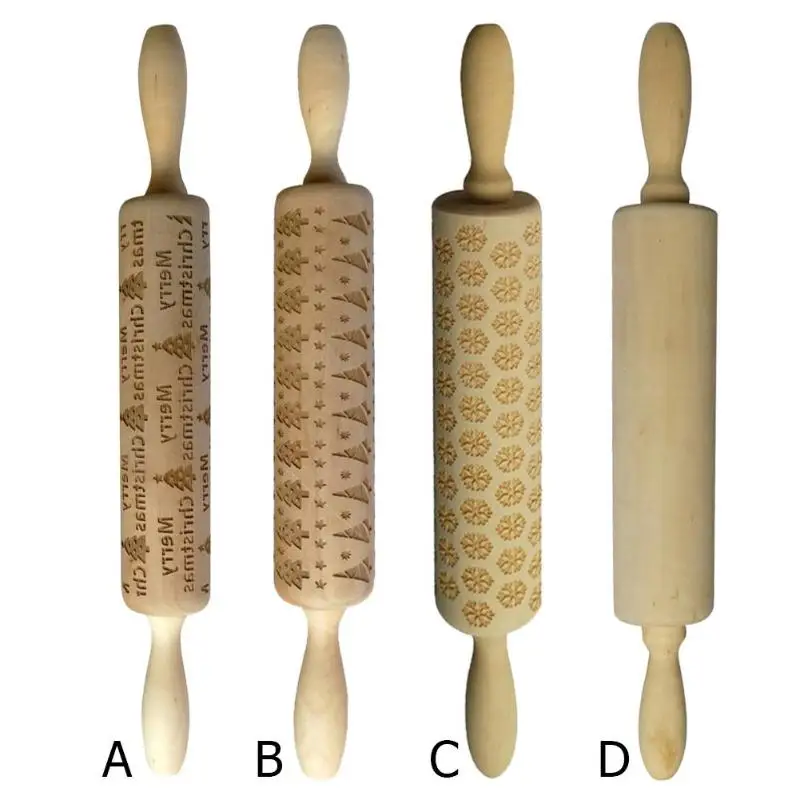 35 см Рождественская скалка для тиснения печенья, бисквитного теста, Выгравированная роликовая палочка для теста, Скалка Для Выпечки, кухонные инструменты для выпечки