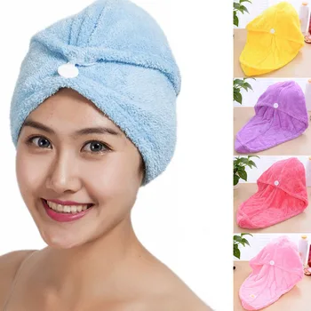 

Lady Girl Quick Dry Bath Head Wrap Hat Womens Hair Drying Towel Coral Velvet Makeup Cosmetics Cap Bathing Tool FBE3