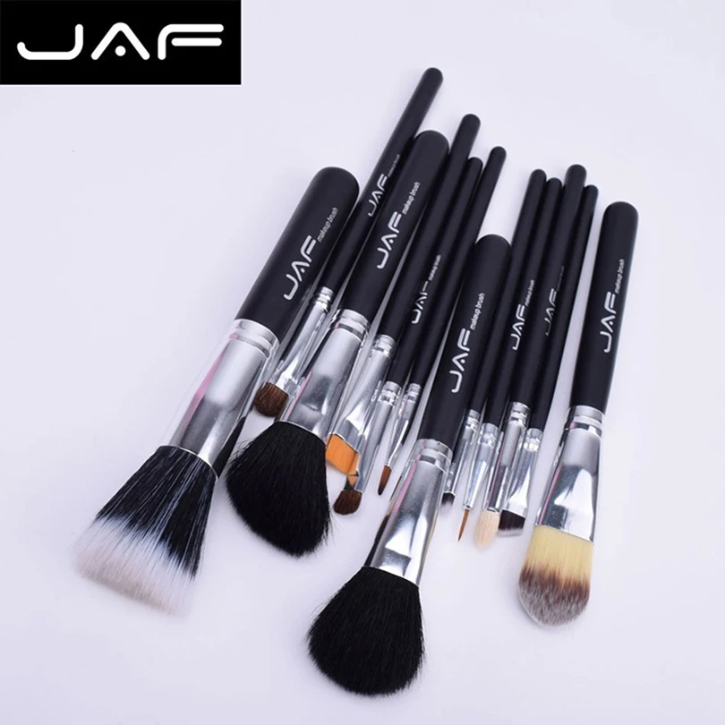 JAF 12pcs High Quality Makeup Brushes Set Foundation Brush Face Make Up Kit Cosmetic Tools Kits with Zipper Leather Case (5)