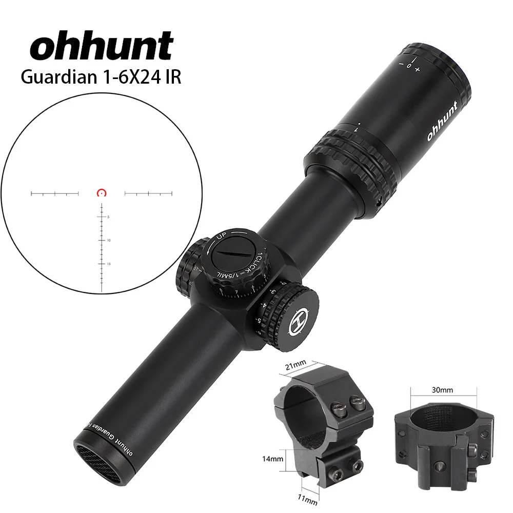 Ohhunt Guardian 1-6x24 ИК компактный прицел оптические прицелы стекло Сетка красный свет с башенками сброс Тактический стрельба прицел - Цвет: 30mm-Dovetail-SDZ