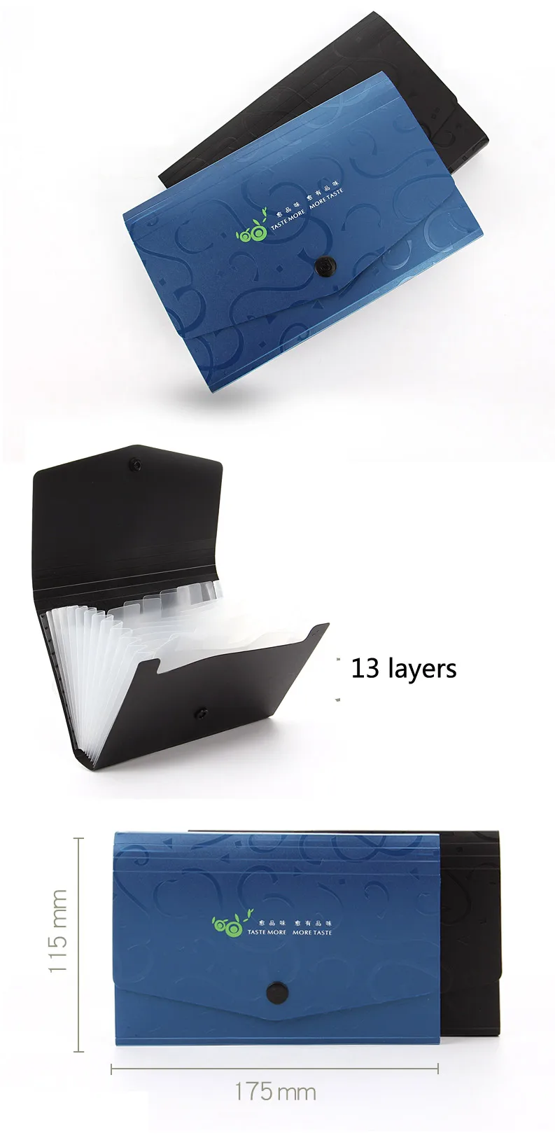 Бизнес Стиль цвет: черный, синий A6 папка-гармошка документ кошелек-органайзер сумка 13 Слои