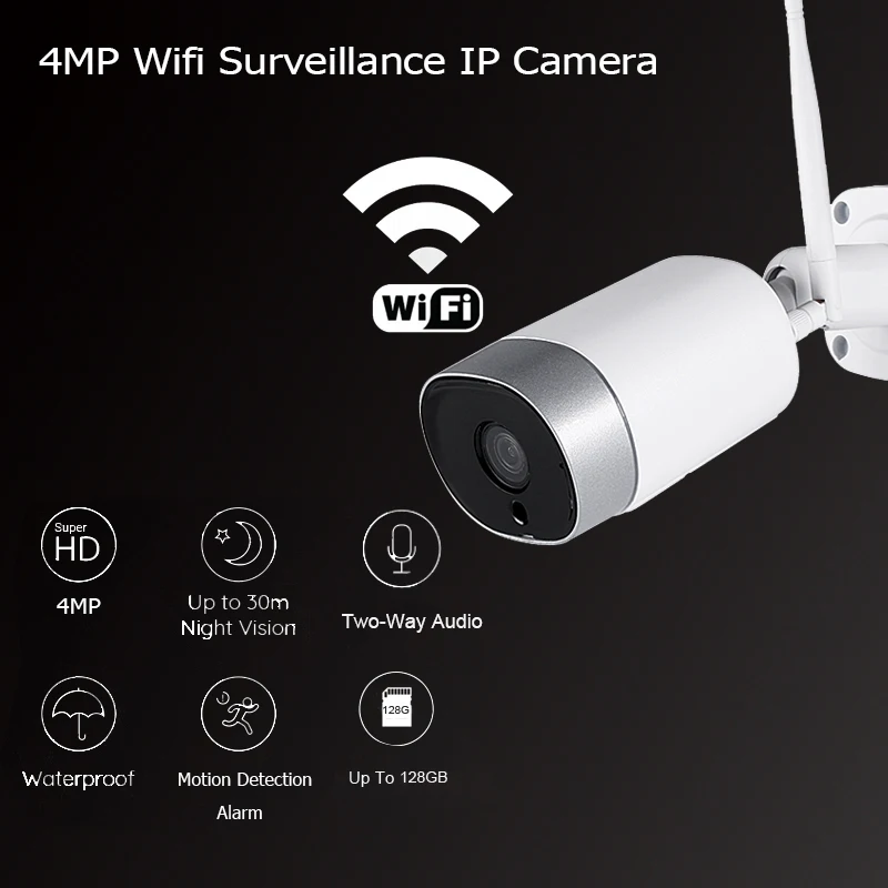  KingCam Esterna In Metallo 4MP Wifi Macchina Fotografica del IP di HD 2.4G Resistente Alle Intemper