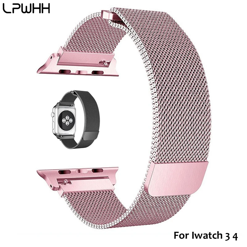 

LPWHH Stainless Steel Strap For Apple Watch Band 22mm Easy Install Adjustable Milanese Watchband 20mm For Iwatch Series4 3 21
