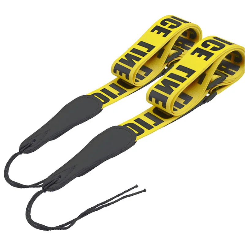 

Woven Cloth Leather End Police Line Do Not Cross Width 5cm 2" Length 92-154cm 36-60" Acoustic Electric Guitar Strap Yellow Black