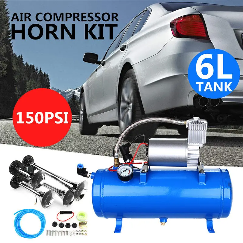 

Autoleader 150 PSI DC 12V Current 24V 23A 8KG Air Compressor With 6 Liters Tank For Train Horns Motorhome Tires Save Gas