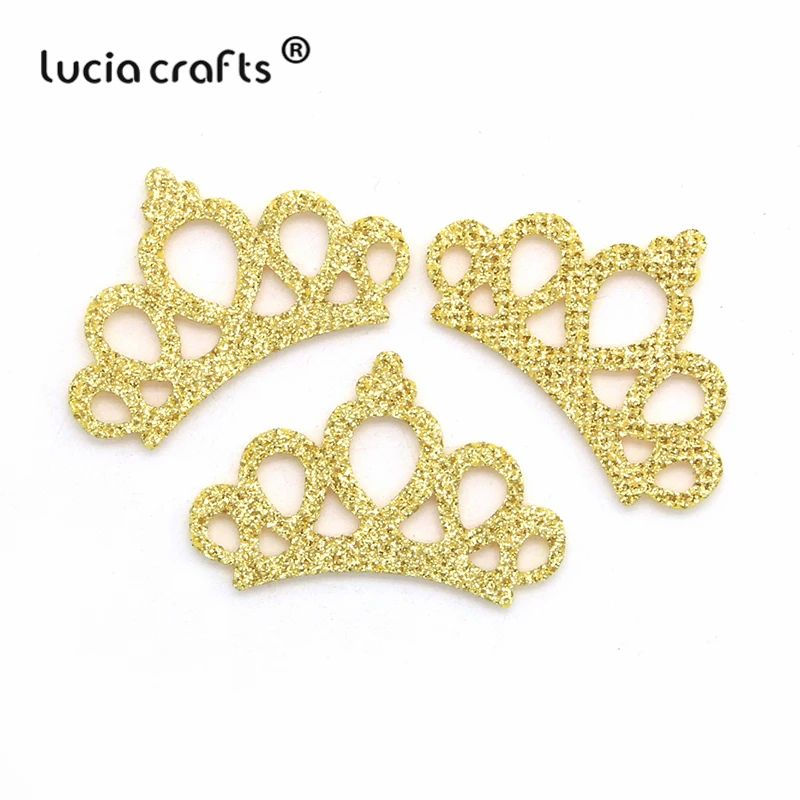 Lucia crafts, 10 шт./12 шт., 27*45 мм, нетканый материал, корона, детская лента для волос, шпилька, головной убор, украшения, сделай сам, ручная работа, аксессуары L0621