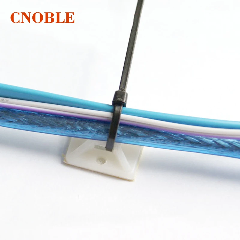 20pcs 20*20MM White Zip Tie Cable Wire Removable Self Adhesive Wall