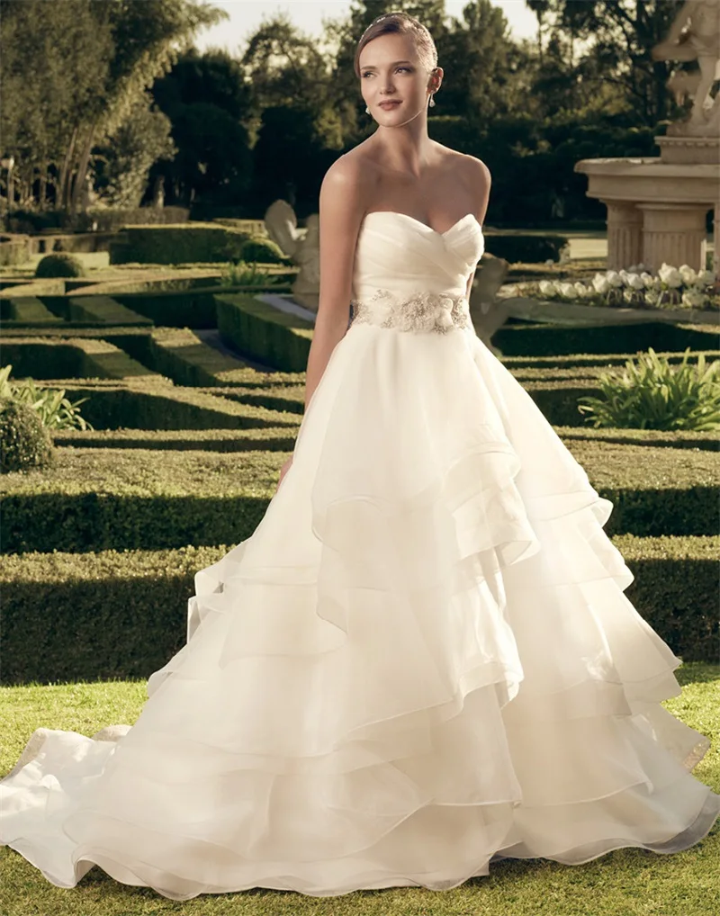 Flowy Layered Wedding Dresses Ball Gown Flores Para Noivas