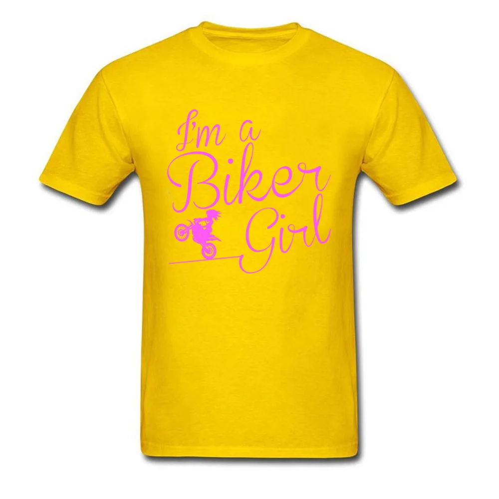 I AM A BIKER GIRL Fashionable Top T-shirts for Men Cotton Summer Fall Tops Shirts Tee-Shirt Short Sleeve 2018 Fashion Round Neck I AM A BIKER GIRL yellow