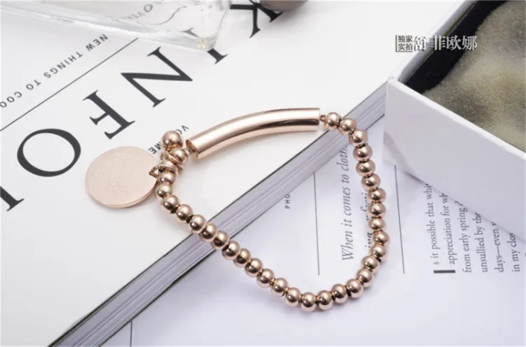 YUN RUO модный бренд розовый золотой и серебряный цвета регулируемый браслет Bean нержавеющая сталь 316 L ювелирные изделия для женщин Предотвращает выцветание
