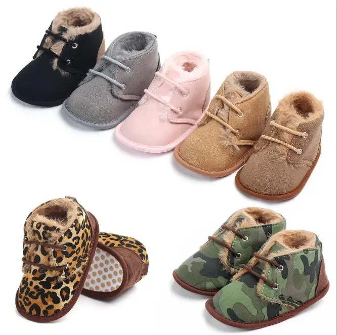 Toddler Infant Newborn Baby Boy Girl Winter Fur Snow Boots Warm Shoes Booties Casual Leopard