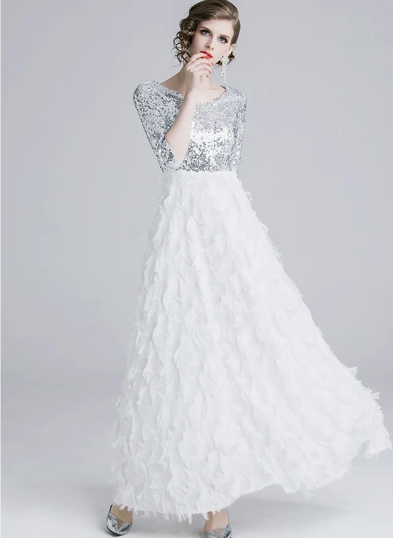 Новое поступление Vestido модные вечерние макси платья с блестками винтажные элегантные с высокой талией, из лоскутов тонкое женское вечернее платье