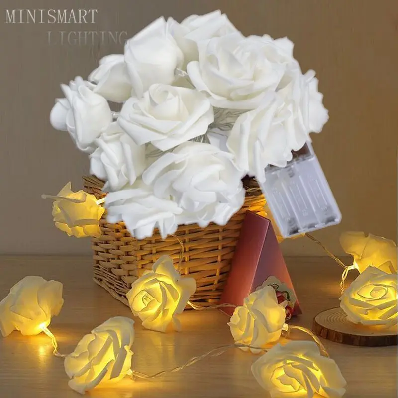 Holiday Lighting 20 LEDs Rose Flower String Lights Fairy Wedding