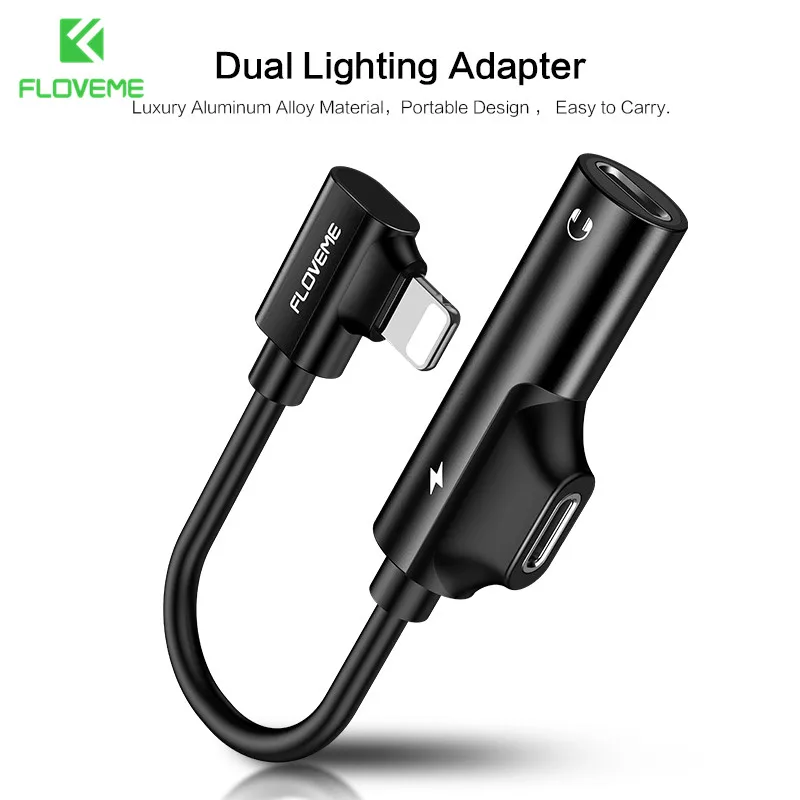 

FLOVEME 3 in 1 lighting to 3.5mm For iPhone X Xs MAX XR 8 7 Plus Adapter Splitter USB Adapter Audio Adapter Charging Converter