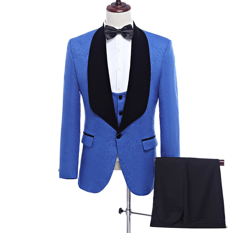 Shawl-Lapel-Groom-Tuxedos-Royal-Blue-Jacket-With-Black-Lapel-Men ...